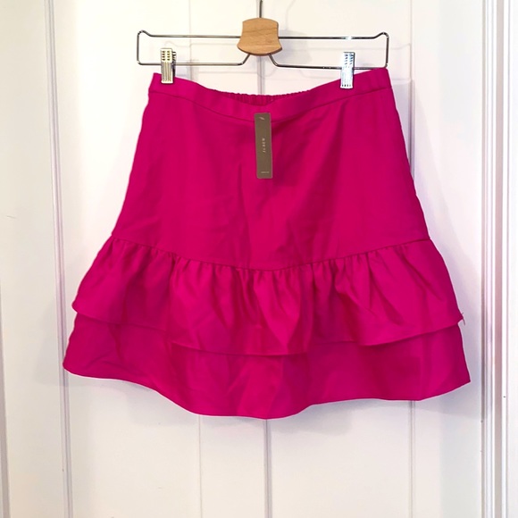 NWT Jcrew fuchsia ruffle wool/poly blend skirt with elastic waistband size 6 💃 - Picture 3 of 12